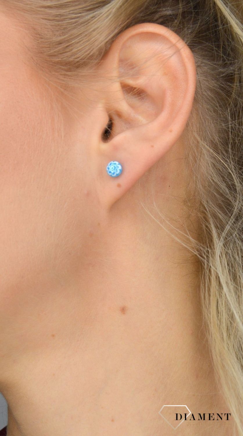 Kolczyki sztyft szkło weneckie niebieskie Murano 16.jpg